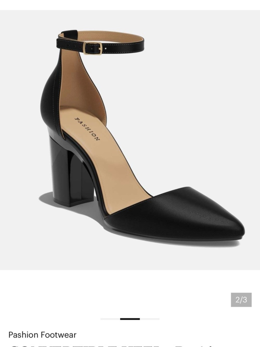 Pashion Covertible Footwear Black Ankle-Strap Pointed Toe Block Heel